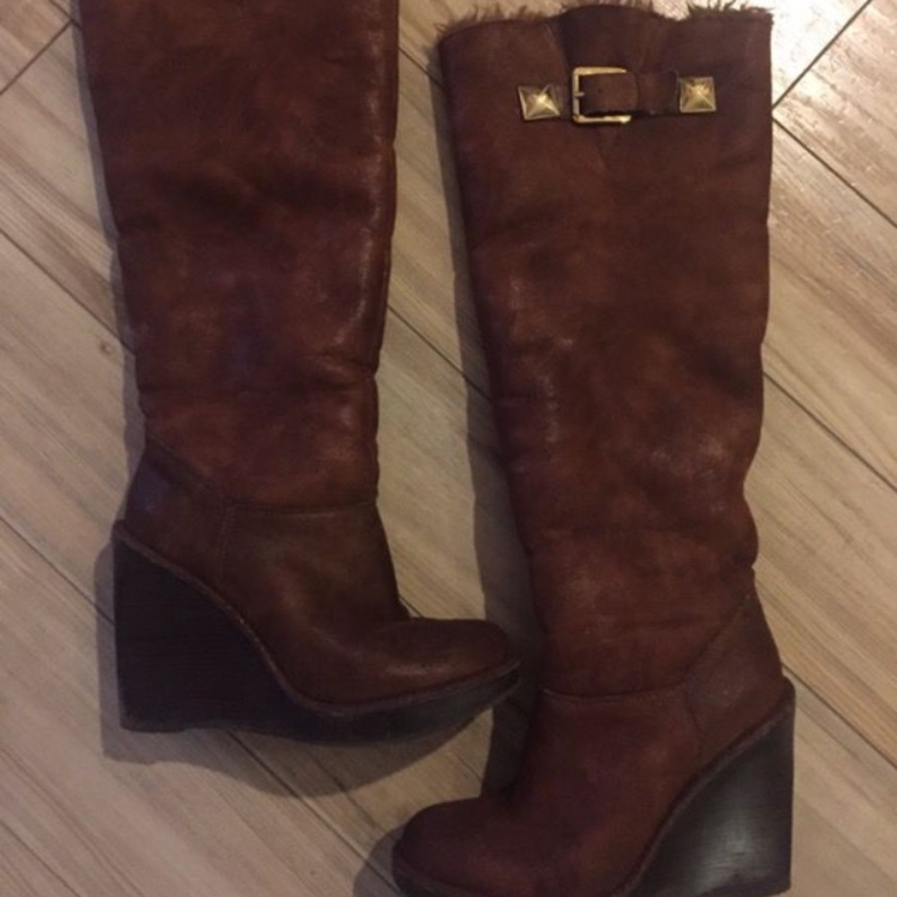 Michael Kors Suede/fur wedge boots